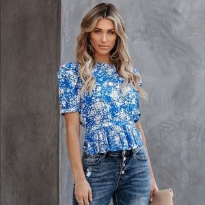 Vici Floral Ruffle Peplum Top